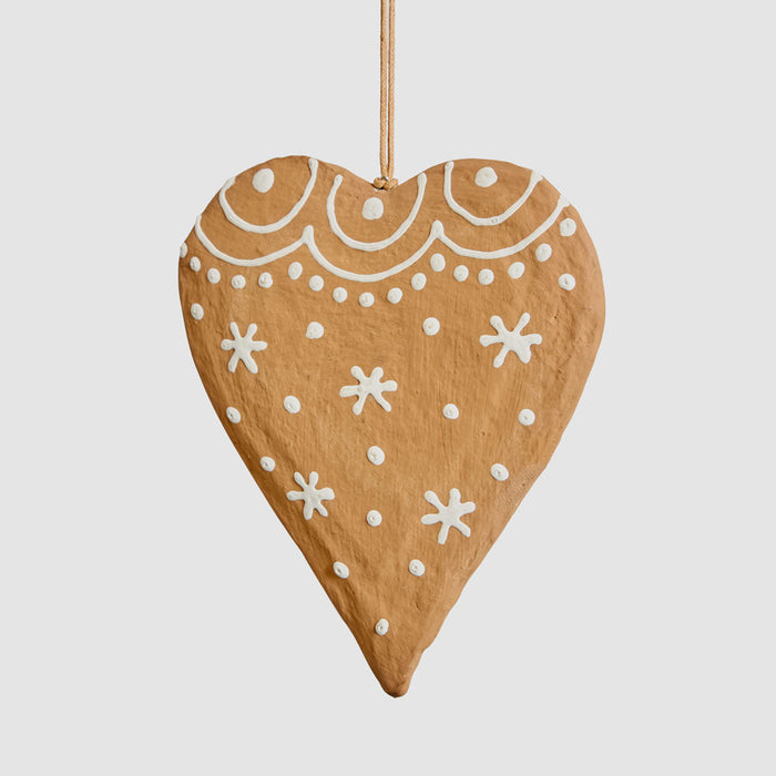 Mache Hanging Gingerbread Heart set of 2