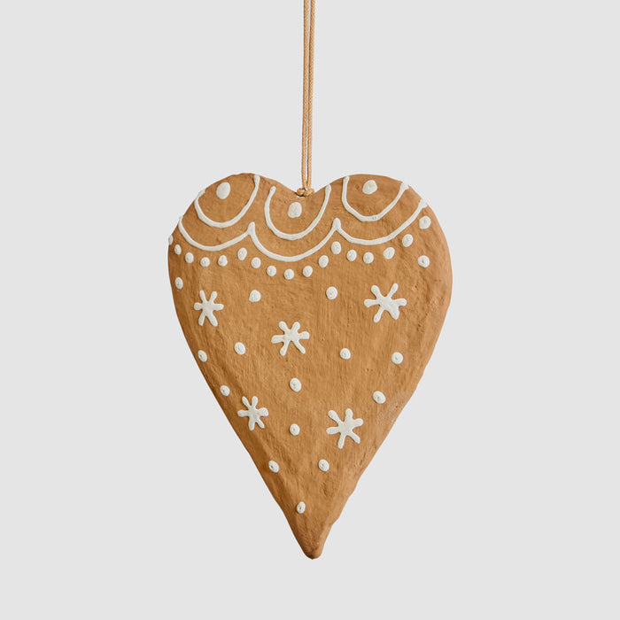 Mache Hanging Gingerbread Heart set of 2