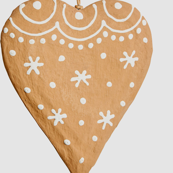 Mache Hanging Gingerbread Heart set of 2