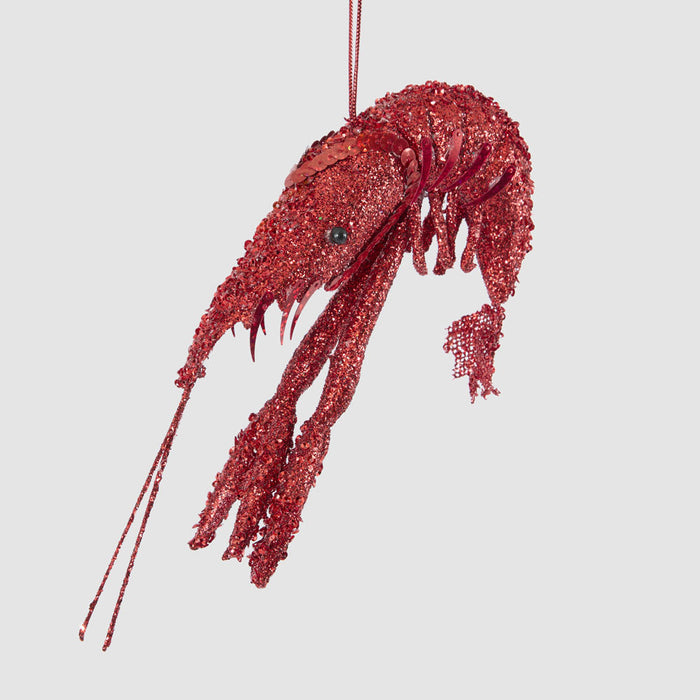Lester Glitter Prawn Ornament Red