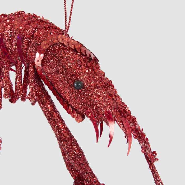 Lester Glitter Prawn Ornament Red