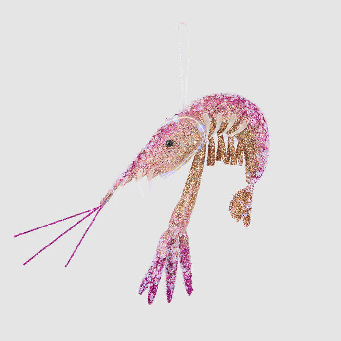 Lester Glitter Prawn Ornament Pink Orange Ombre