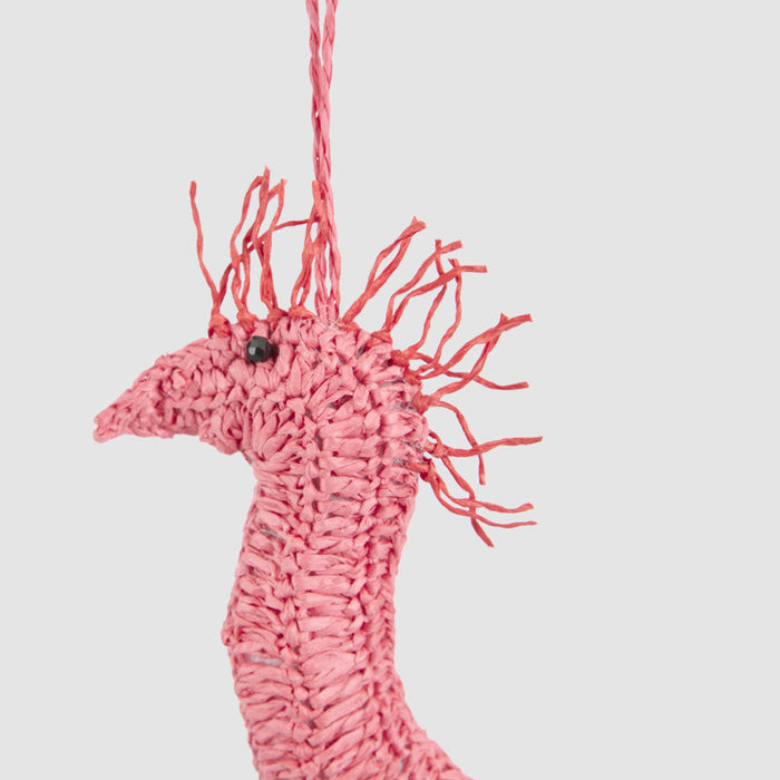 Handmade Crochet Seahorse Decoration Fuchsia