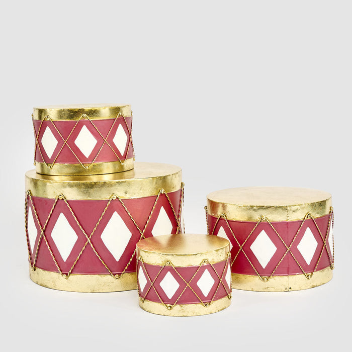 Antique Diamond Drum Red & White