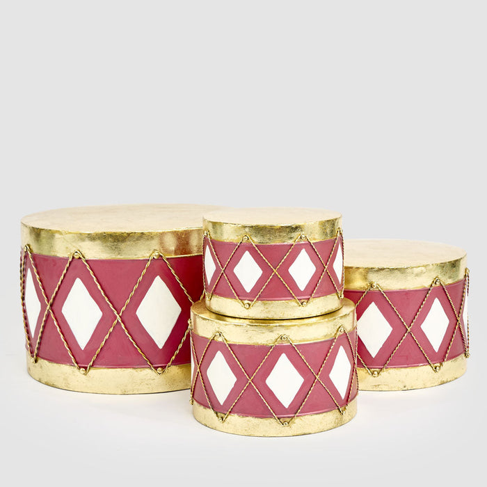 Antique Diamond Drum Red & White