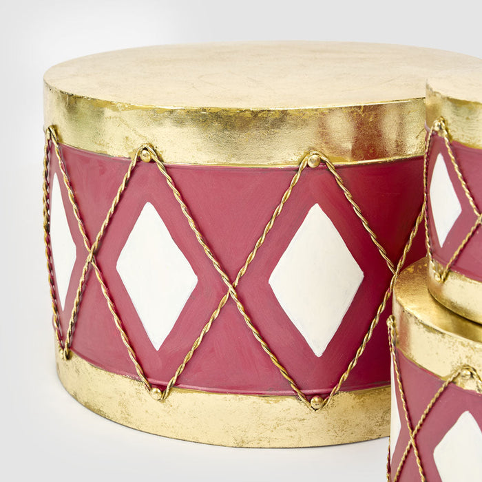 Antique Diamond Drum Red & White