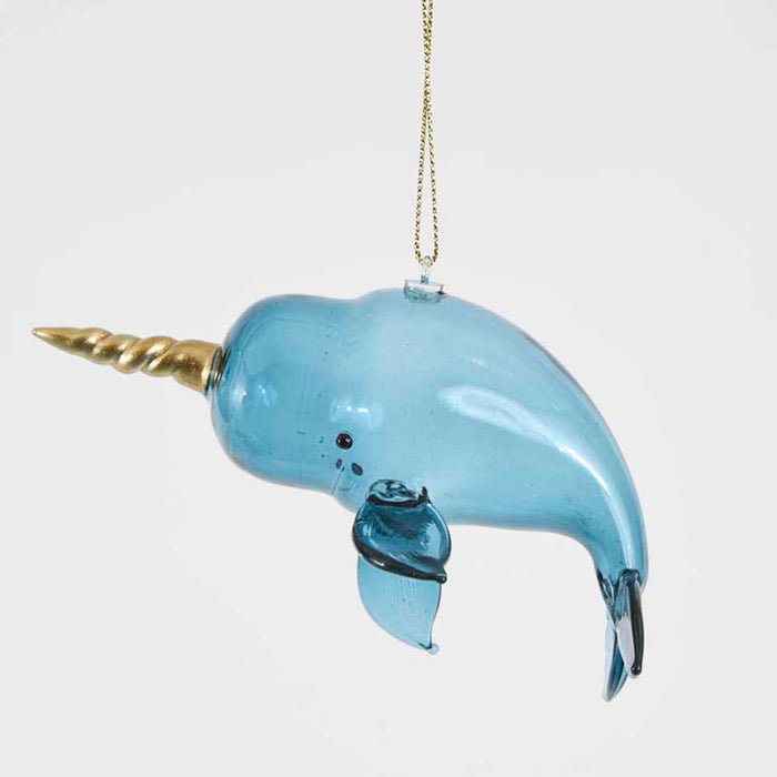 Tuskie Narwhal Whale Decoration Blue