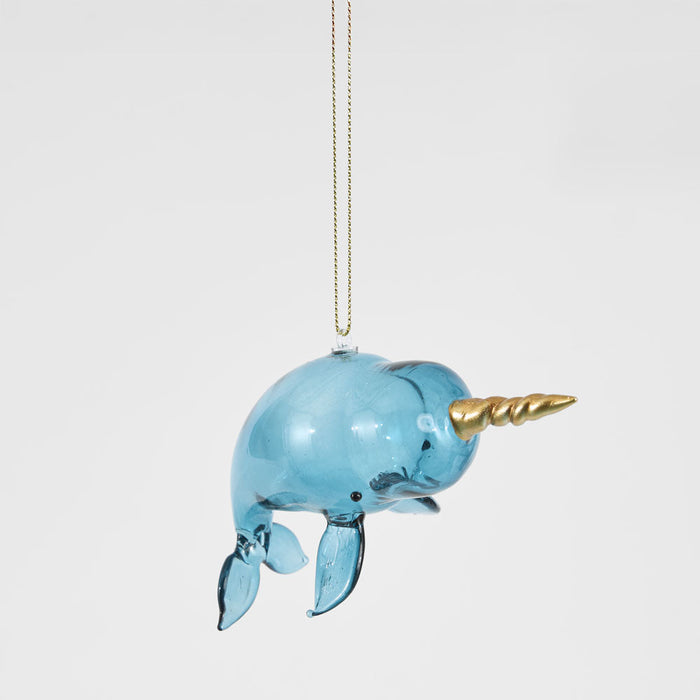 Tuskie Narwhal Whale Decoration Blue