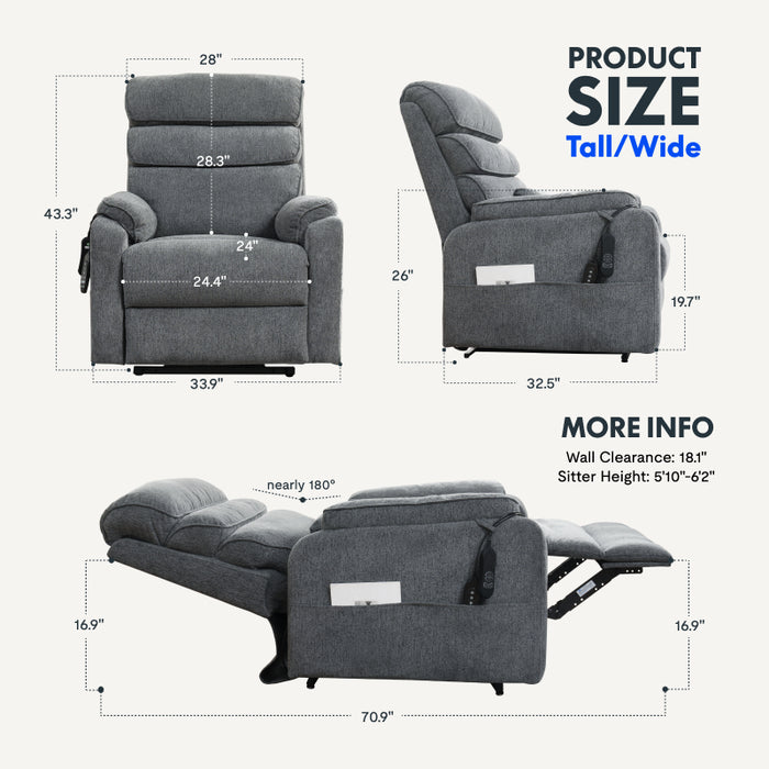 Flexispot - Power Lift Recliner w/ Headrest & Massage & Heat XL6