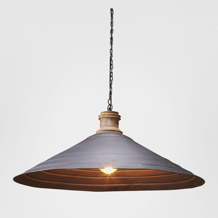 Hudson Ceiling Pendant Matt Grey and Wood