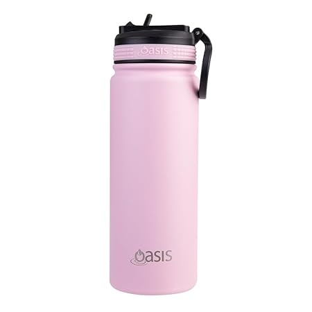 S/S D/WALL INS. SPORTS BOTTLE W/SIPPER STRAW 550ML CARNATION