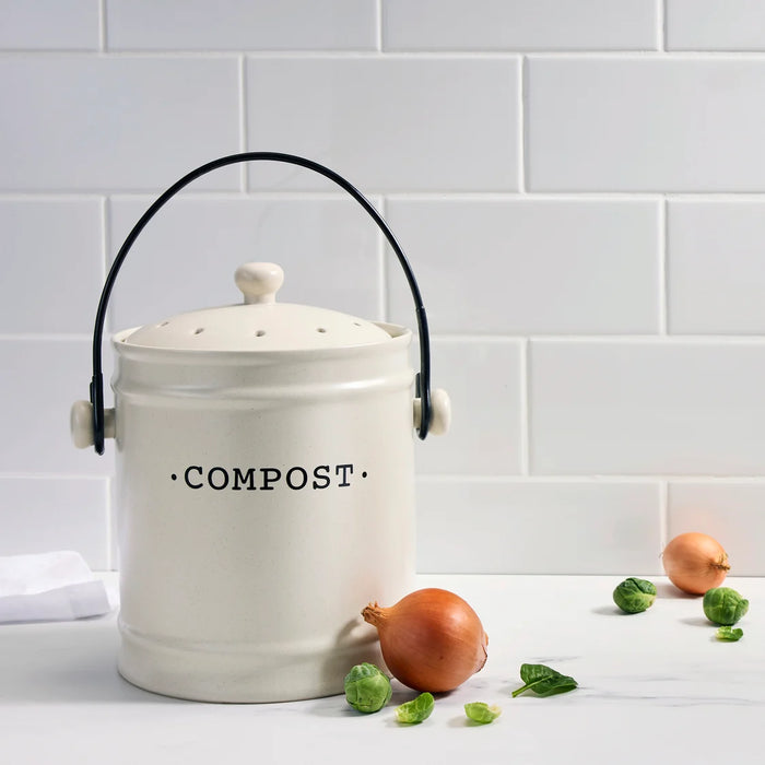 Davis & Waddell Darley Compost Bin 3.5L Cream