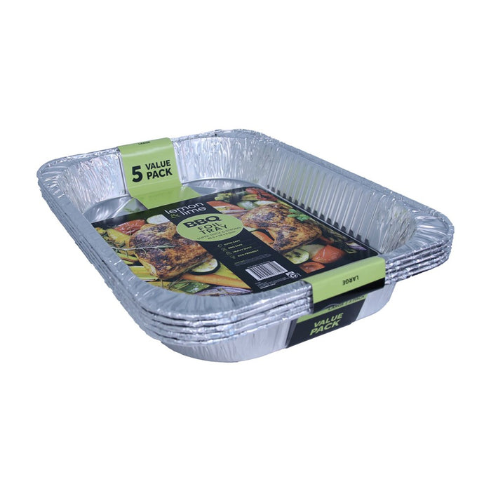 Lemon & Lime FOIL TRAY LARGE VALUE 5PK 45.5X34X6.5CM
