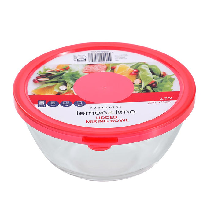 Lemon & Lime YORKSHIRE GLASS MIXING BOWL LIDDED 2.75L 23X23X11CM