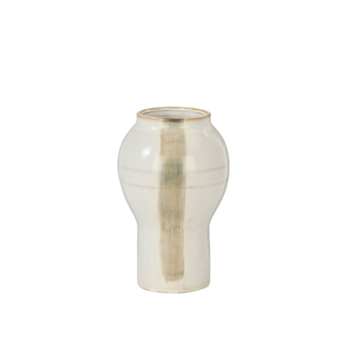 Amalfi Nora Reactive Glaze Vase Hand Paint Off White & Grey