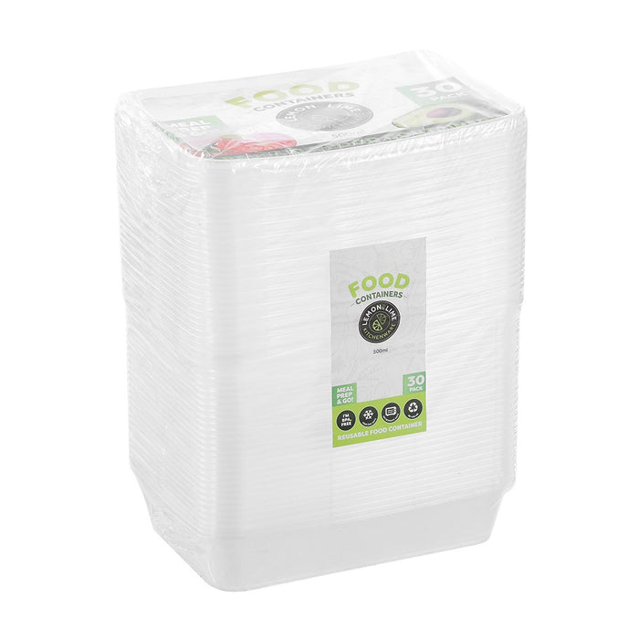 Lemon & Lime REUSABLE FOOD CONTAINER RECT 500ML VALUE 30PK