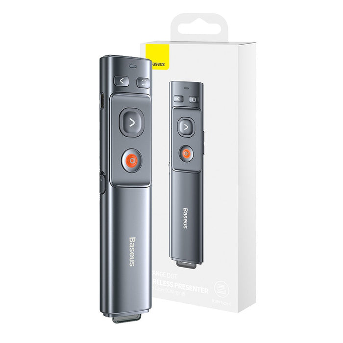 Baseus Orange Dot Wireless Presenter (Red Laser)-Grey