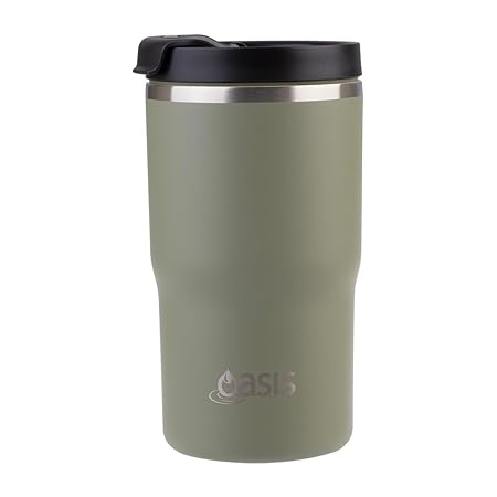 CERAMIC LINED S/S D/WALL INS. TRAVEL MUG 480ML OLIVE GREEN