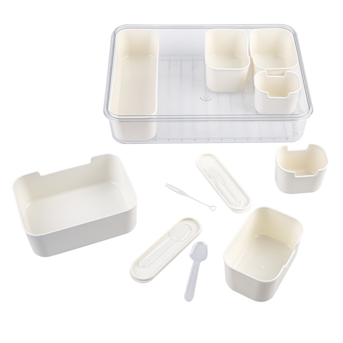 RECT.7 COMP. GRAZING BOX W/CARRY HANDLES & FOOD PICKS CREAM