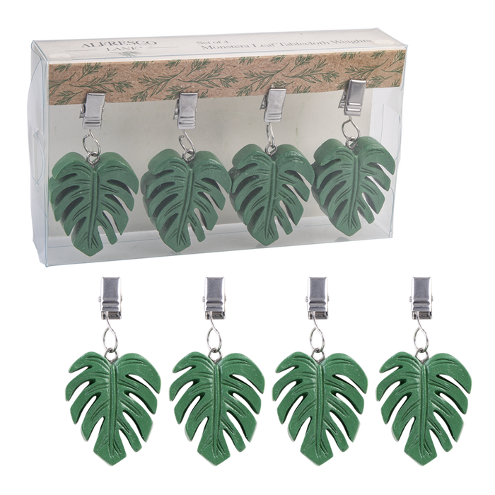 TABLECLOTH WEIGHTS SET 4 - MONSTERA LEAF GREEN