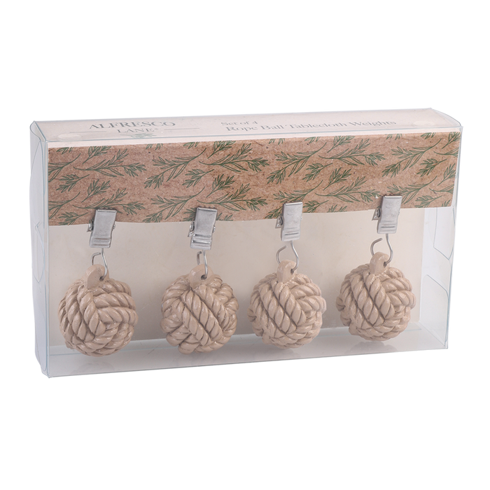 TABLECLOTH WEIGHTS SET 4 - ROPE BALLS NATURAL