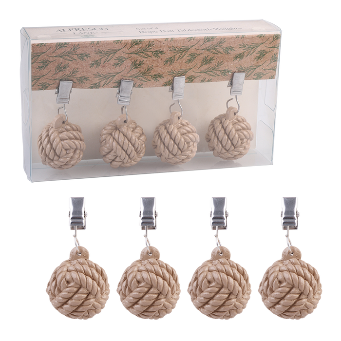 TABLECLOTH WEIGHTS SET 4 - ROPE BALLS NATURAL