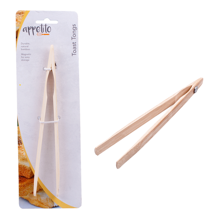 BAMBOO TOAST TONGS W/MAGNET 20CM