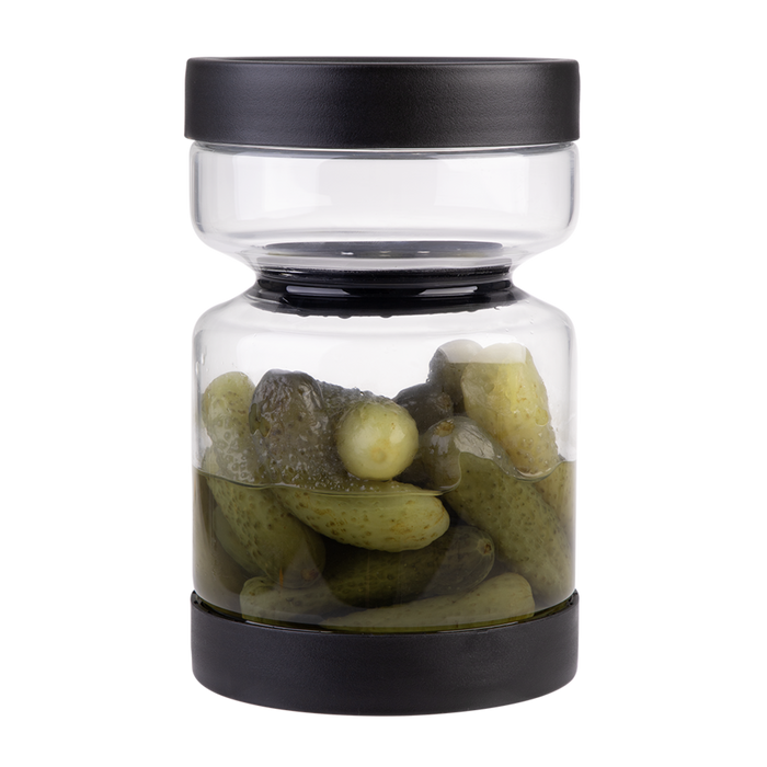 BOROSILICATE GLASS PICKLE JAR 1.1L BLACK