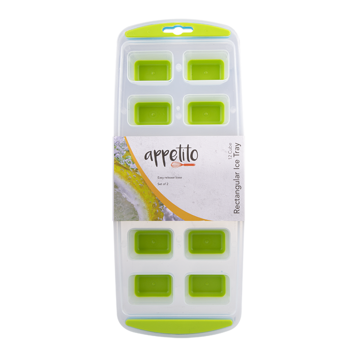 EASY RELEASE 12 CUBE RECTANGULAR ICE TRAY SET 2 BLUE/LIME