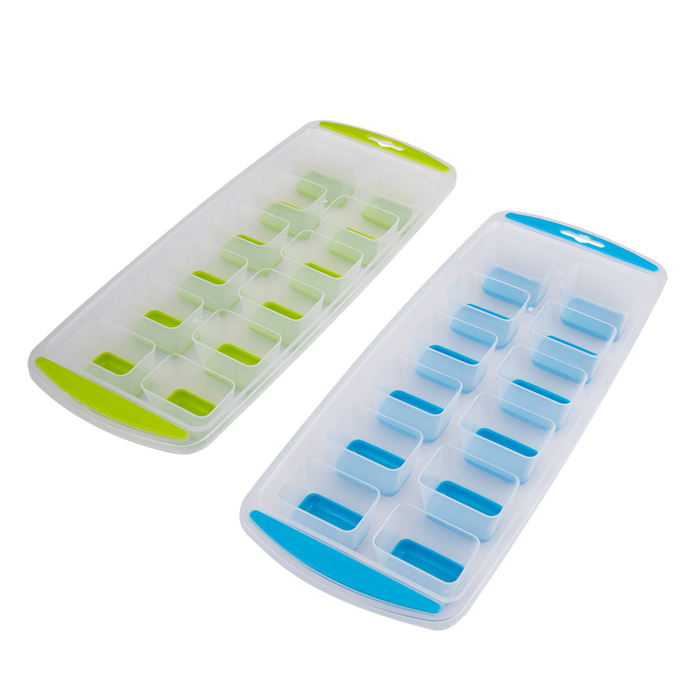 EASY RELEASE 12 CUBE RECTANGULAR ICE TRAY SET 2 BLUE/LIME