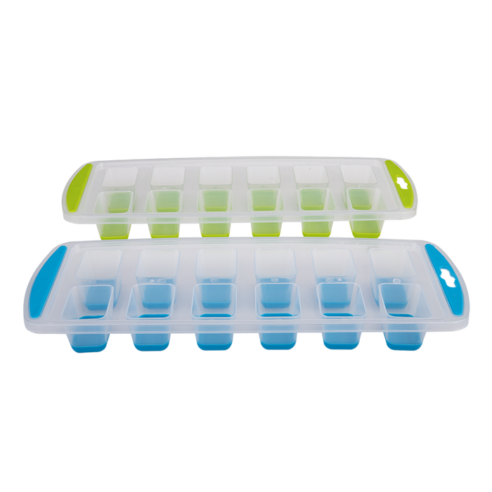 EASY RELEASE 12 CUBE RECTANGULAR ICE TRAY SET 2 BLUE/LIME