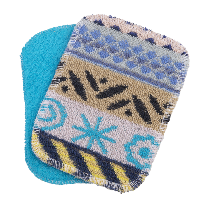 UNIVERSAL SCRUB TWIN PACK CLOTH & SPONGE 12 X 16.5CM 4 ASST. DESIGNS