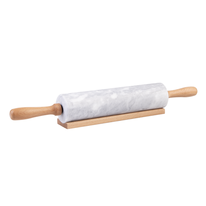 GREY MARBLE ROLLING PIN W/CRADLE