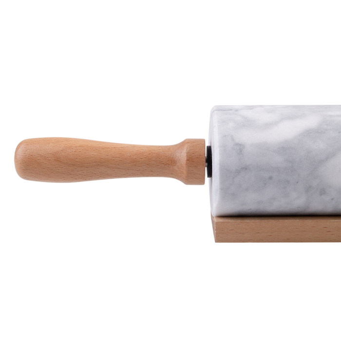 GREY MARBLE ROLLING PIN W/CRADLE