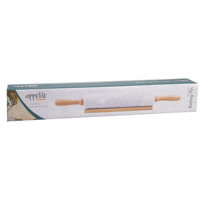GREY MARBLE ROLLING PIN W/CRADLE