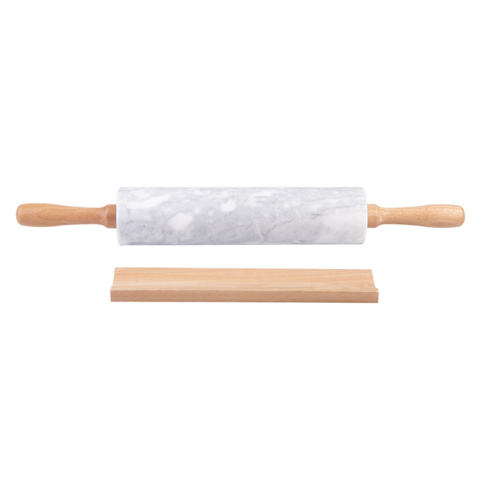 GREY MARBLE ROLLING PIN W/CRADLE