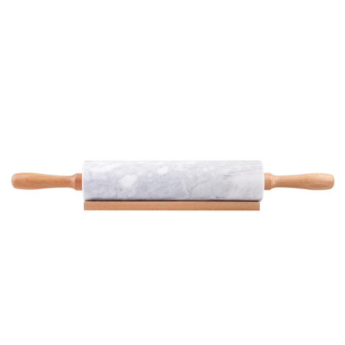 GREY MARBLE ROLLING PIN W/CRADLE