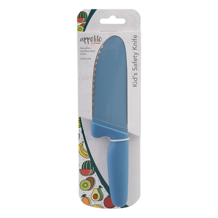 KID'S SAFETY KNIFE W/NON-STICK SERRATED BLADE BLUE