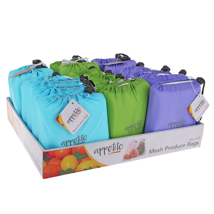 MESH PRODUCE BAG SET 8 W/POUCH (CDU 18)