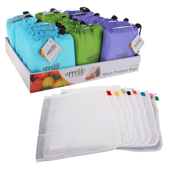 MESH PRODUCE BAG SET 8 W/POUCH (CDU 18)
