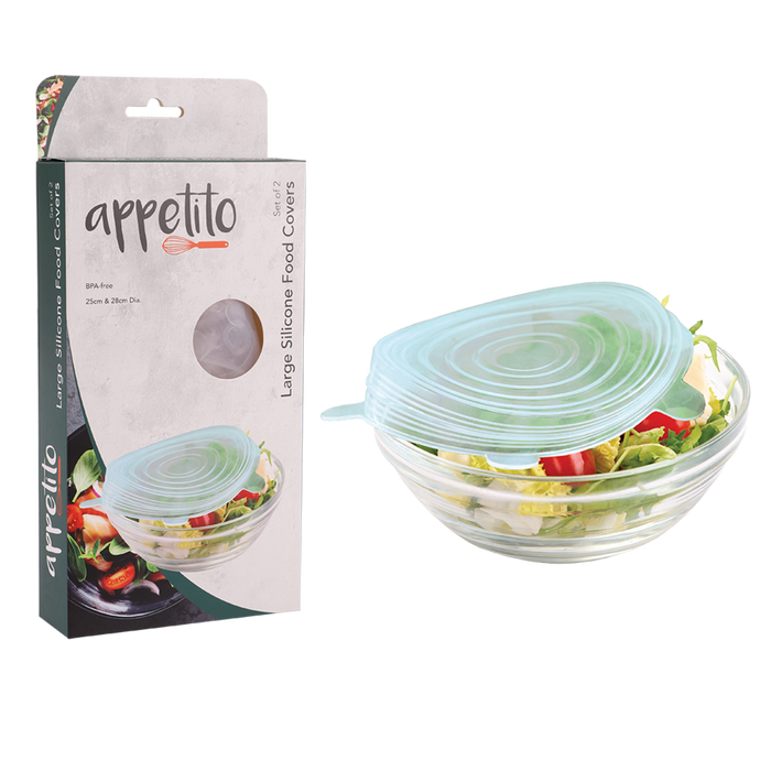 REUSABLE LARGE SILICONE FOOD COVERS SET (25CM & 28CM DIA)