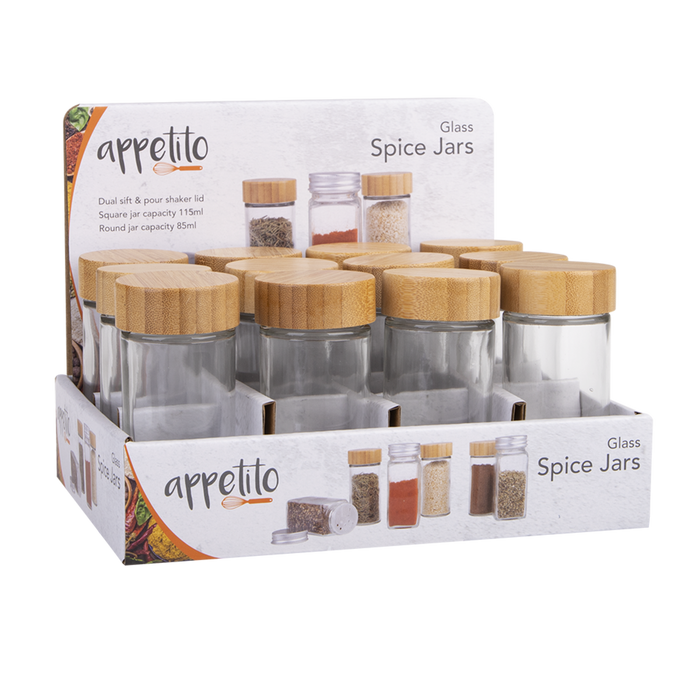 ROUND SPICE JAR W/BAMBOO LID 85ML (CDU 12)