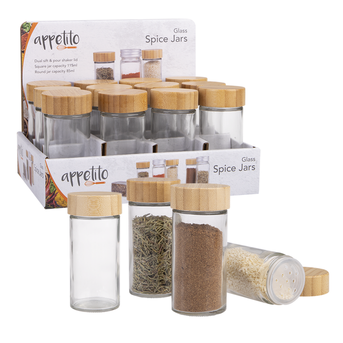 ROUND SPICE JAR W/BAMBOO LID 85ML (CDU 12)