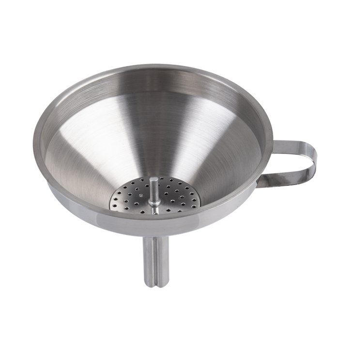 S/S FUNNEL W/STRAINER 12CM DIA