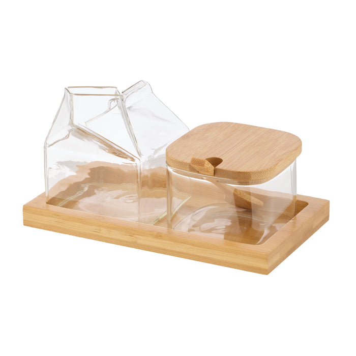 Leaf & Bean Glass Milk & Sugar Set Glass