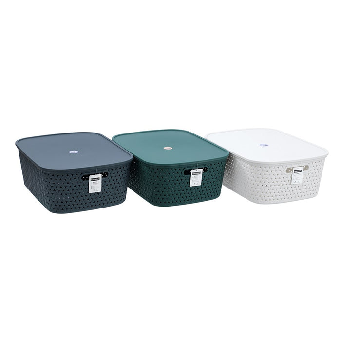 Boxsweden Rattan Basket Lidded 15L 40X30.5X15.5Cm