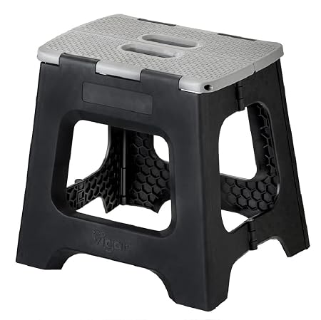 Compact Black-Grey Foldable 32cm Stool