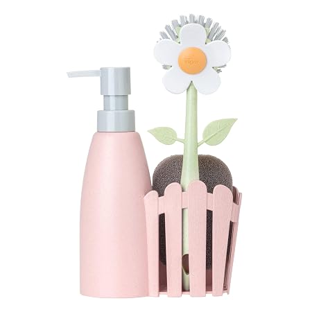 Florganic Pink 3pc Sink Caddy Set + Dispenser