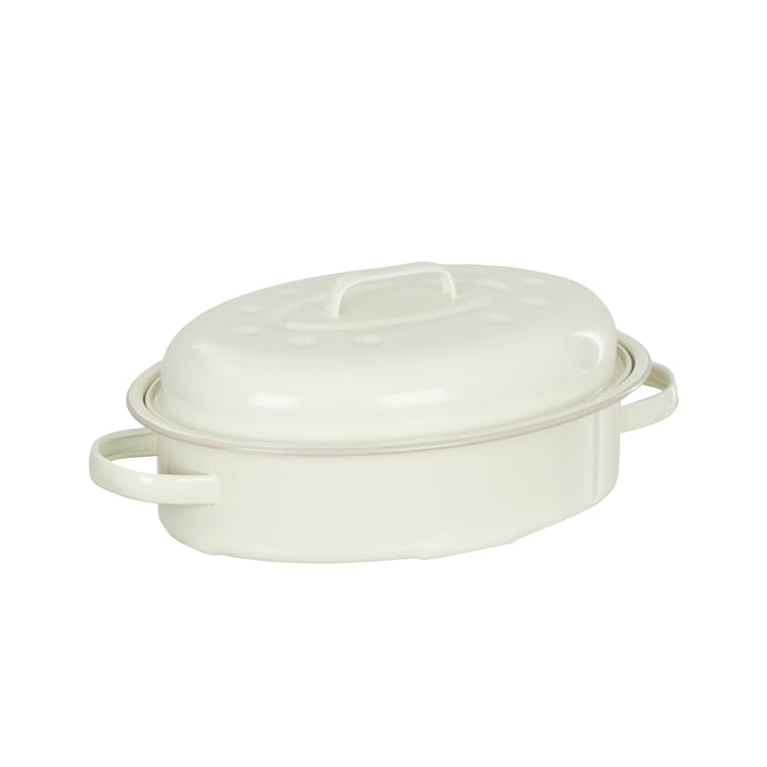 Davis & Waddell Daylesford Enamel Oval Roaster Cream