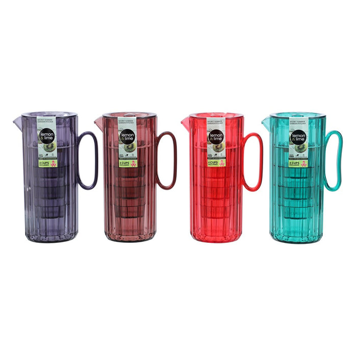 Lemon & Lime SECRET SUMMER GARDEN PITCHER 1.9L & 4 CUP 370ML SET
